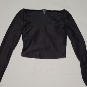 Old Navy Black Square Neck Long Sleeve Blouse